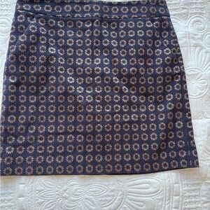 LOFT Navy and Beige Floral Mini Skirt